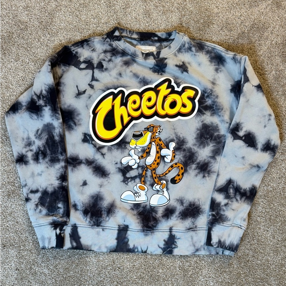 Aeropostale Cheetos Tie-Dye Crew Neck Sweater - Black and Gray